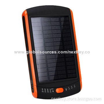 Solar Power Bank, 12000mAh with 100-240V AC/DC Charging VoltagesNew